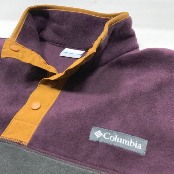 Columbia Helvetia Half Snap Purple Gray Fleece Pullover Sweater Mens Medium - Picture 2 of 5